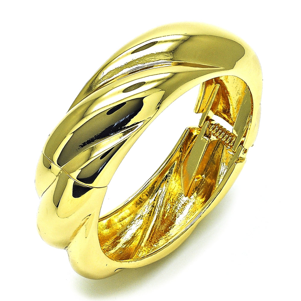 Oro Laminado Individual Bangle, Gold Filled Style Twist Design, Polished, Golden Finish