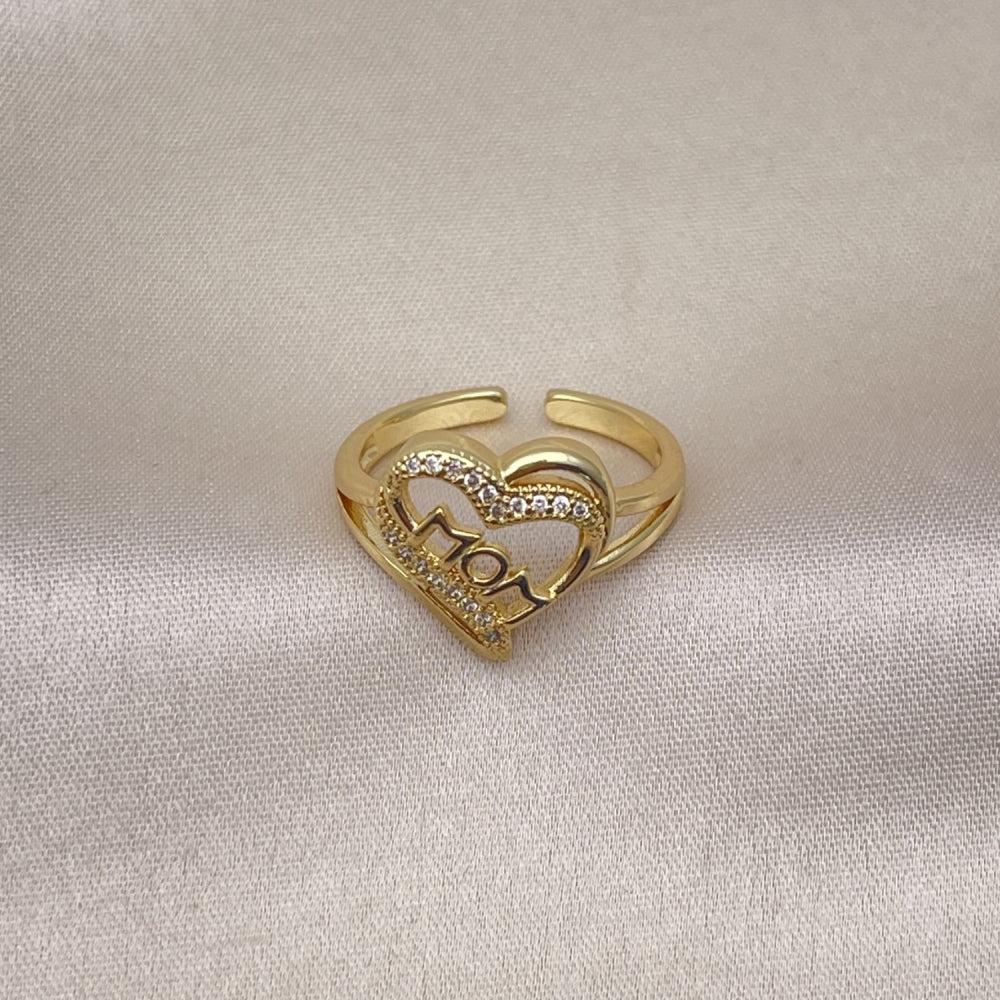 Oro Laminado Multi Stone Ring, Gold Filled Style Mom Design, with White Micro Pave, Polished, Golden Finish