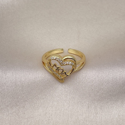 Oro Laminado Multi Stone Ring, Gold Filled Style Mom Design, with White Micro Pave, Polished, Golden Finish