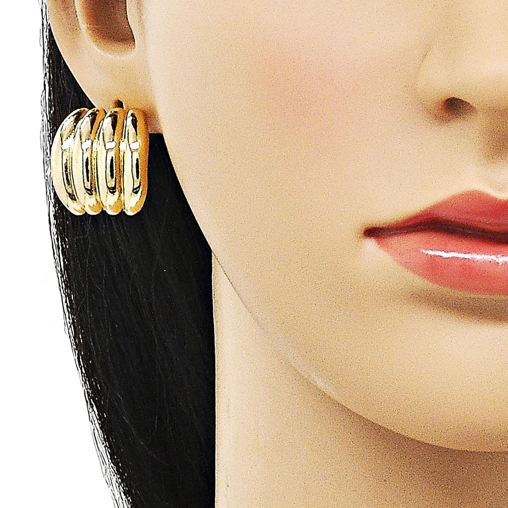 Oro Laminado Stud Earring, Gold Filled Style Polished, Golden Finish