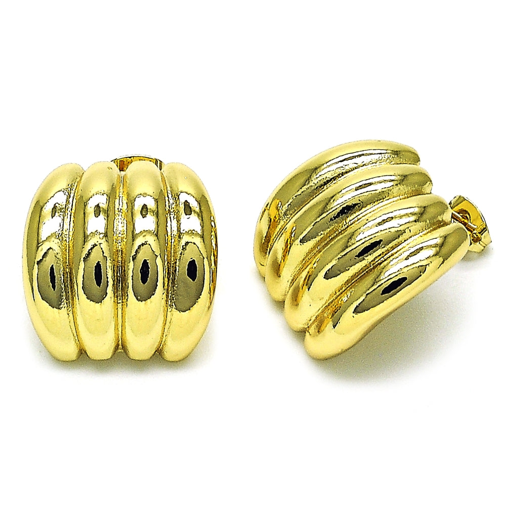 Oro Laminado Stud Earring, Gold Filled Style Polished, Golden Finish