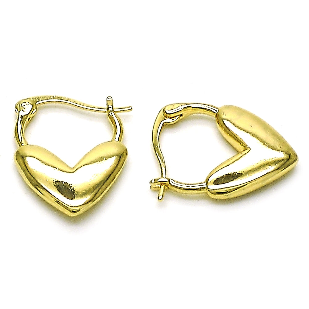 Oro Laminado Medium Hoop, Gold Filled Style Heart Design, Polished, Golden Finish