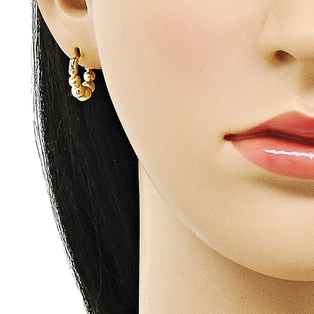 Oro Laminado Small Hoop, Gold Filled Style Ball Design, Polished, Golden Finish