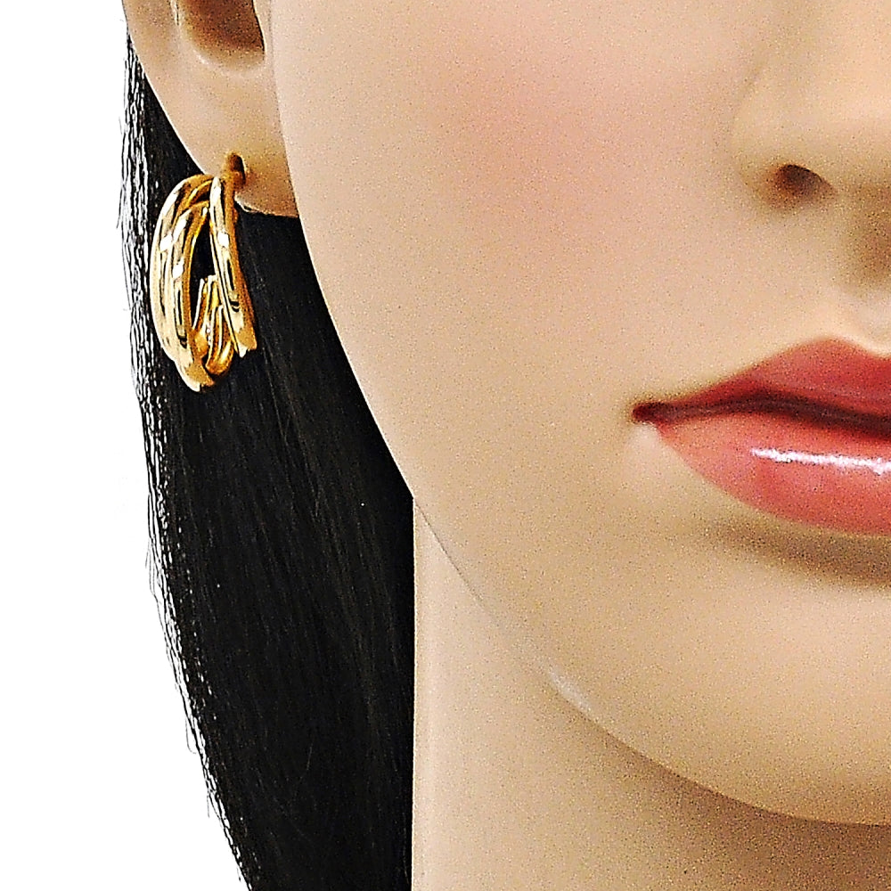 Oro Laminado Small Hoop, Gold Filled Style Hollow Design, Polished, Golden Finish