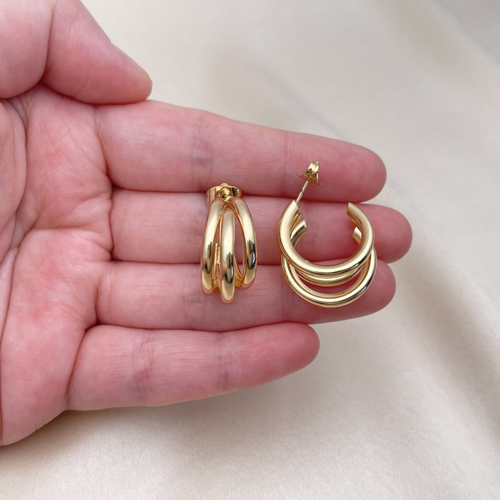 Oro Laminado Small Hoop, Gold Filled Style Hollow Design, Polished, Golden Finish