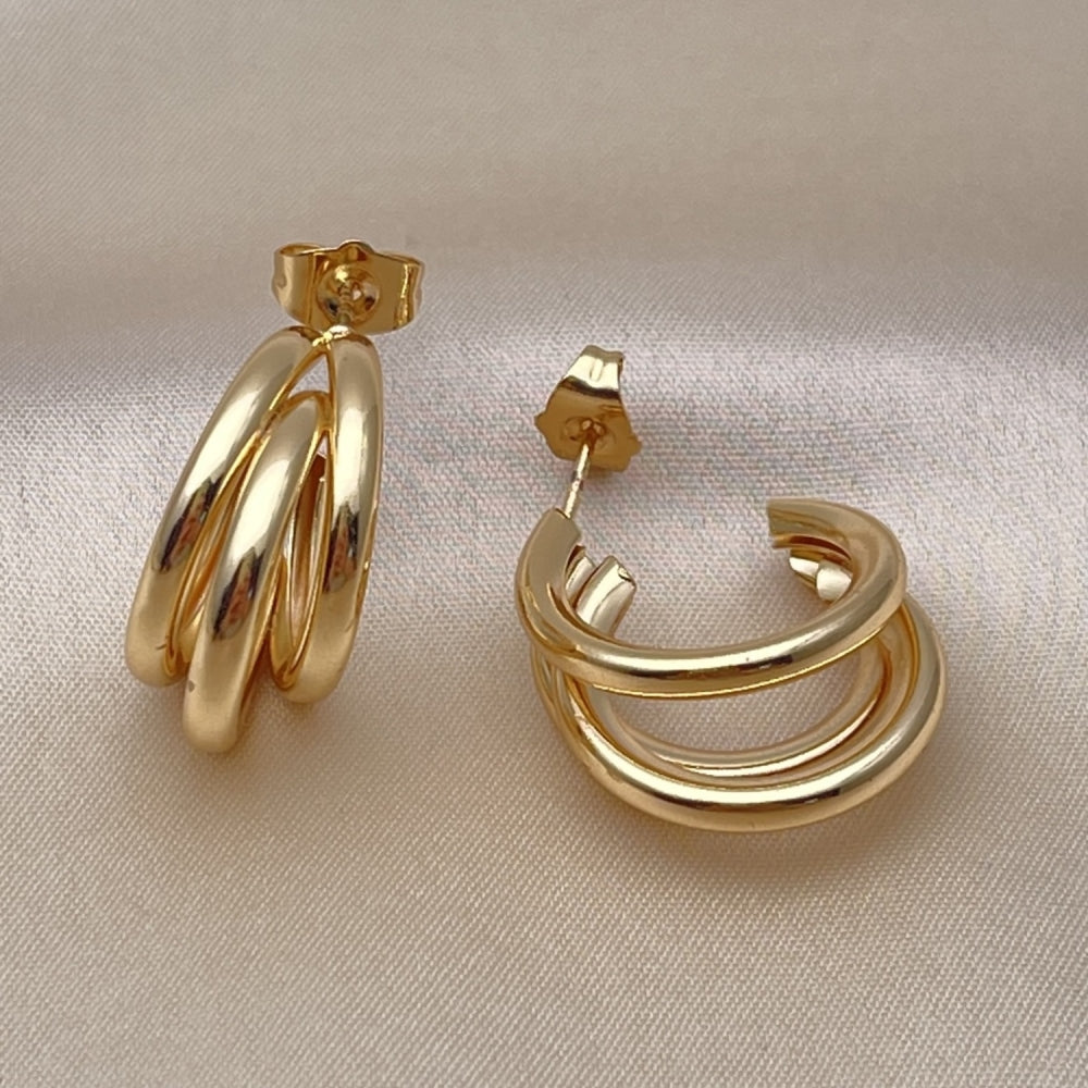 Oro Laminado Small Hoop, Gold Filled Style Hollow Design, Polished, Golden Finish