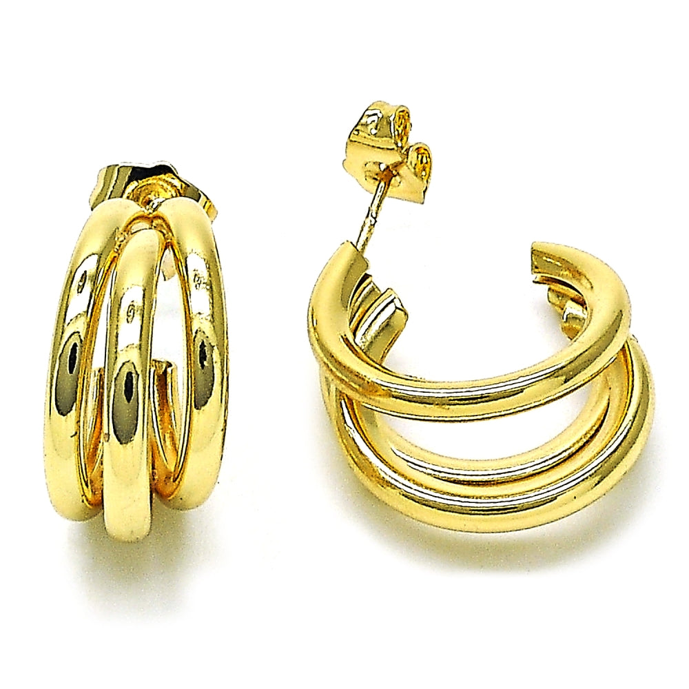 Oro Laminado Small Hoop, Gold Filled Style Hollow Design, Polished, Golden Finish