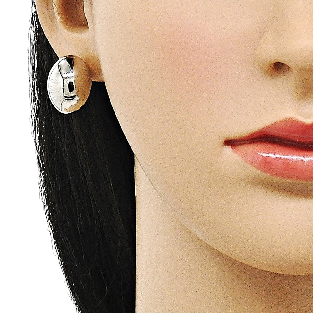 Rhodium Gold Filled Stud Earring, Ball and Hollow Design, Polished, Rhodium Finish