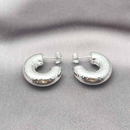 Rhodium Gold Filled Small Hoop, Hollow Design, Polished, Rhodium Finish