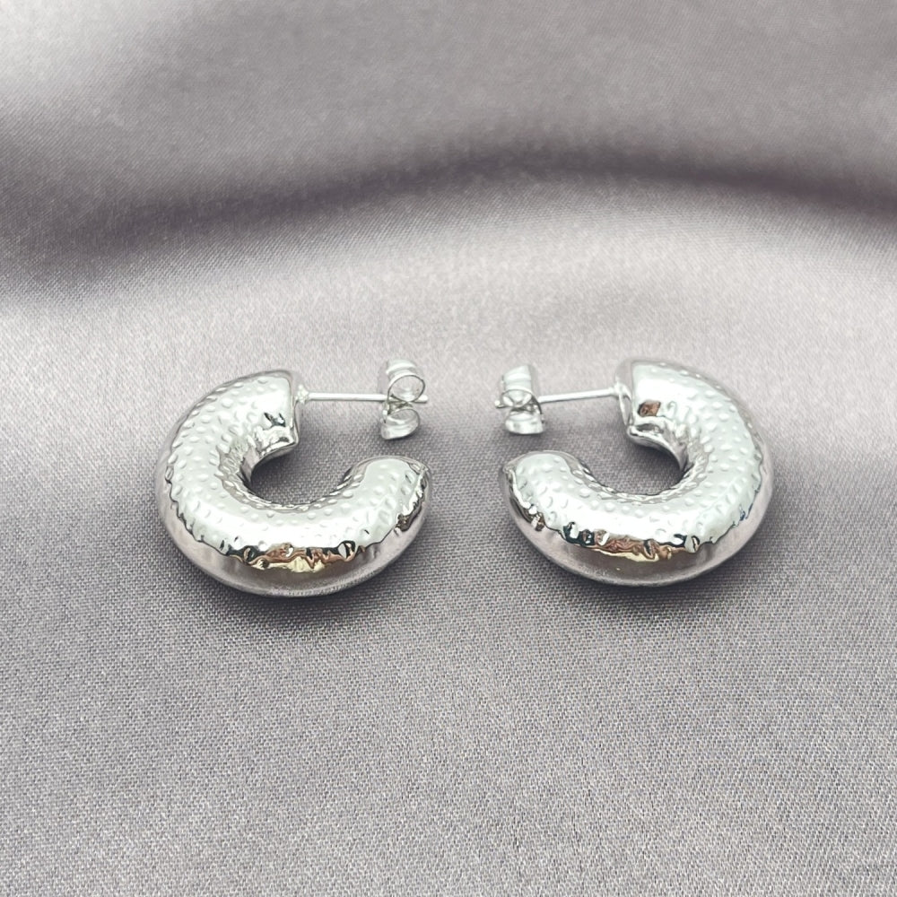 Rhodium Gold Filled Small Hoop, Hollow Design, Polished, Rhodium Finish