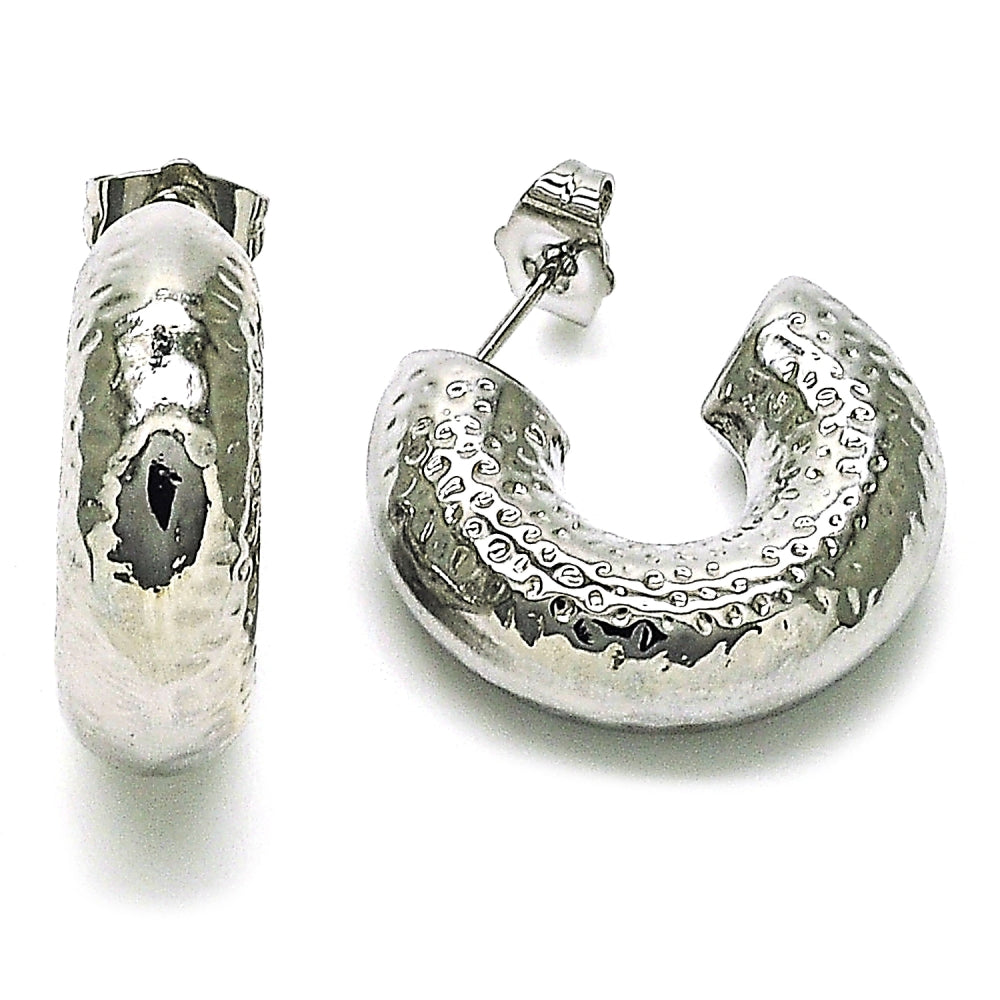 Rhodium Gold Filled Small Hoop, Hollow Design, Polished, Rhodium Finish