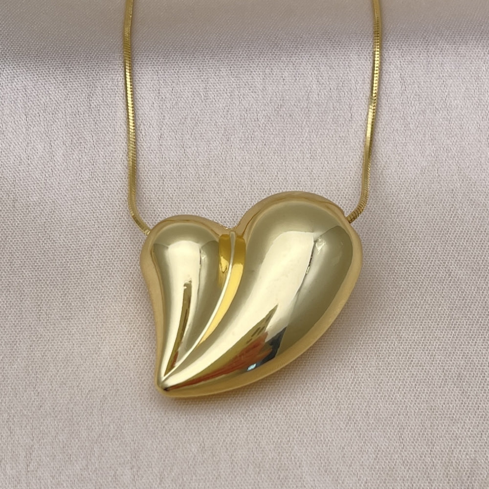 Oro Laminado Pendant Necklace, Gold Filled Style Heart and Hollow Design, Polished, Golden Finish
