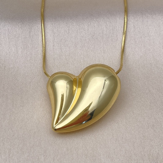 Oro Laminado Pendant Necklace, Gold Filled Style Heart and Hollow Design, Polished, Golden Finish