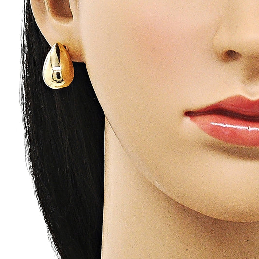 Oro Laminado Stud Earring, Gold Filled Style Teardrop and Hollow Design, Polished, Golden Finish
