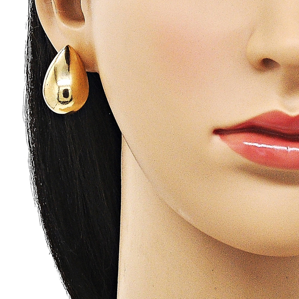 Oro Laminado Stud Earring, Gold Filled Style Teardrop and Hollow Design, Polished, Golden Finish