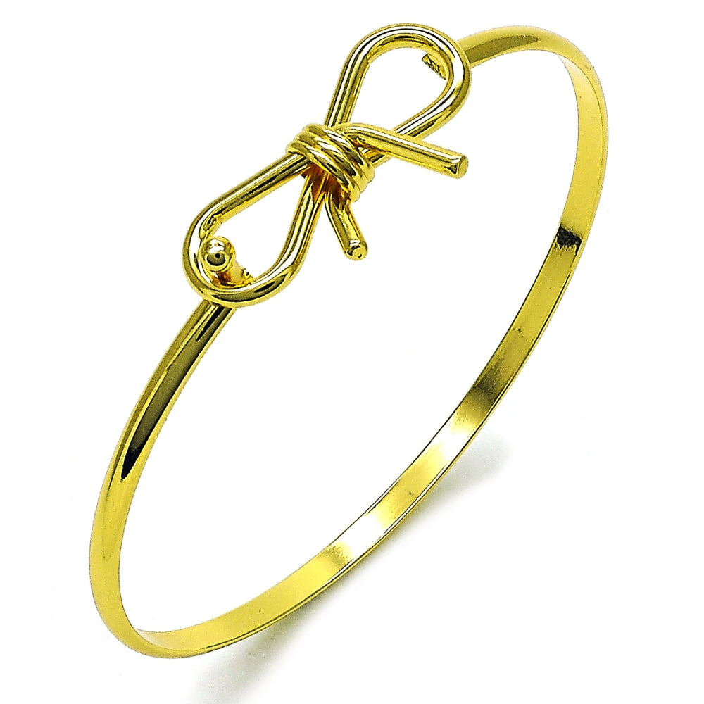 Oro Laminado Individual Bangle, Gold Filled Style Bow Design, Polished, Golden Finish