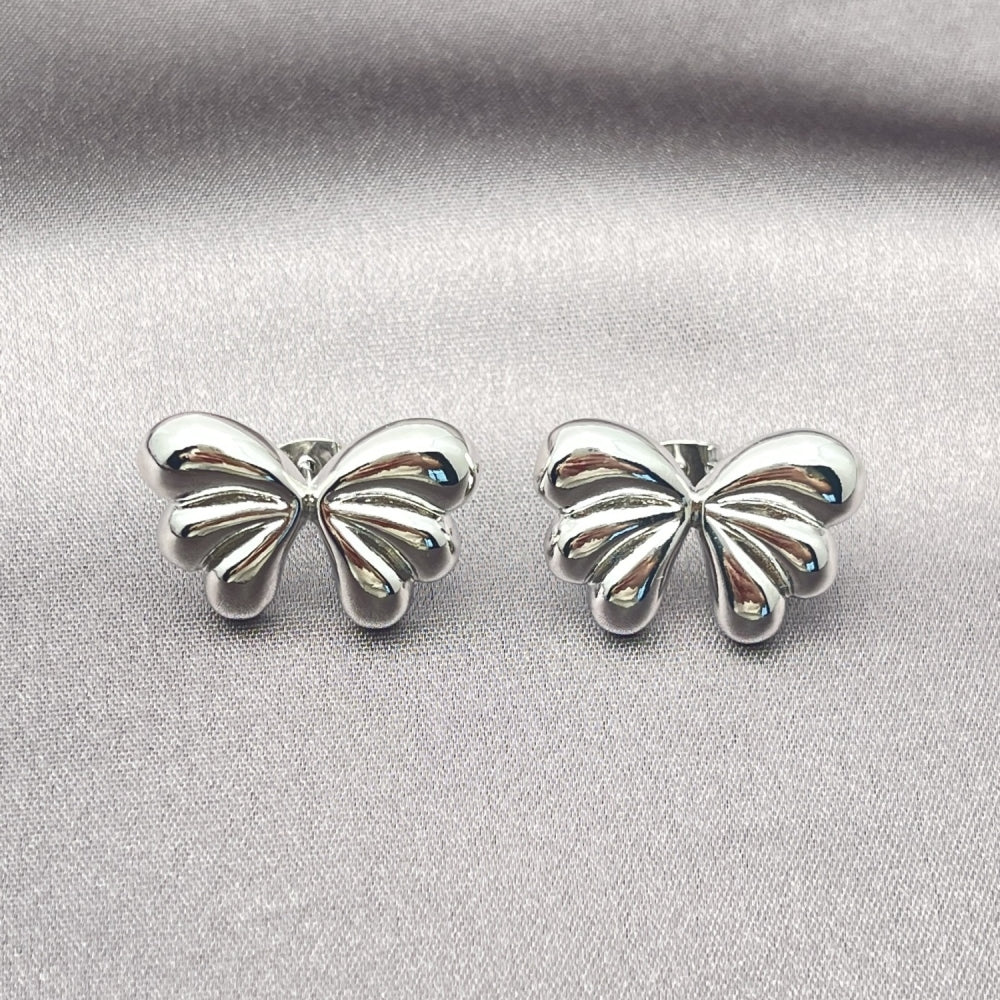 Rhodium Gold Filled Stud Earring, Bow Design, Polished, Rhodium Finish