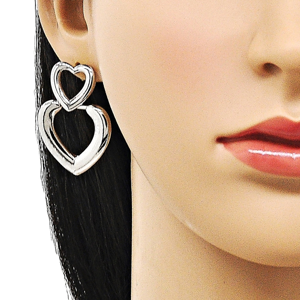 Rhodium Gold Filled Stud Earring, Heart Design, Polished, Rhodium Finish
