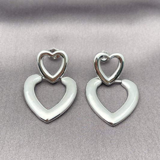 Rhodium Gold Filled Stud Earring, Heart Design, Polished, Rhodium Finish