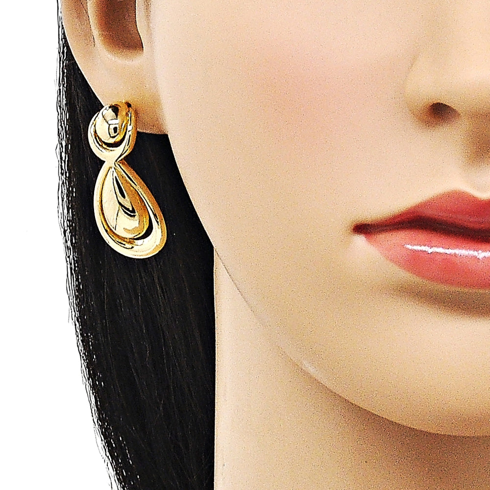 Oro Laminado Stud Earring, Gold Filled Style Teardrop Design, Polished, Golden Finish