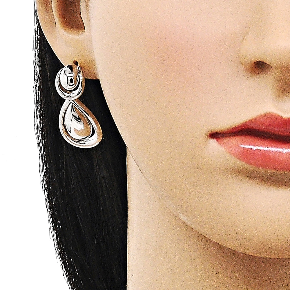 Rhodium Gold Filled Stud Earring, Teardrop Design, Polished, Rhodium Finish