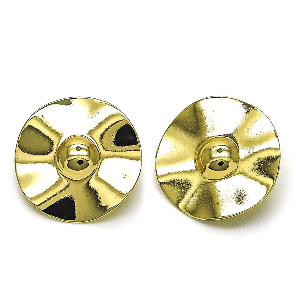 Oro Laminado Stud Earring, Gold Filled Style Polished, Golden Finish