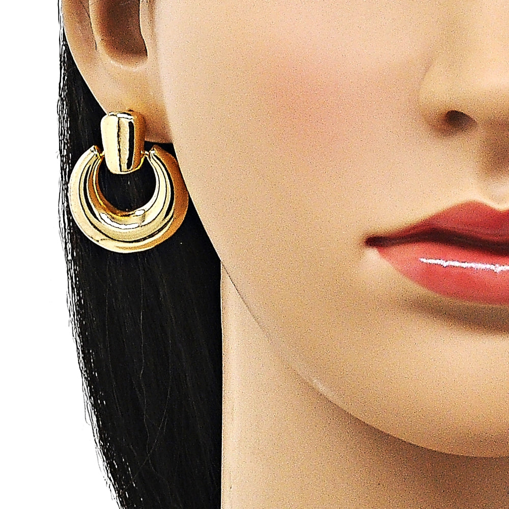 Oro Laminado Stud Earring, Gold Filled Style Polished, Golden Finish