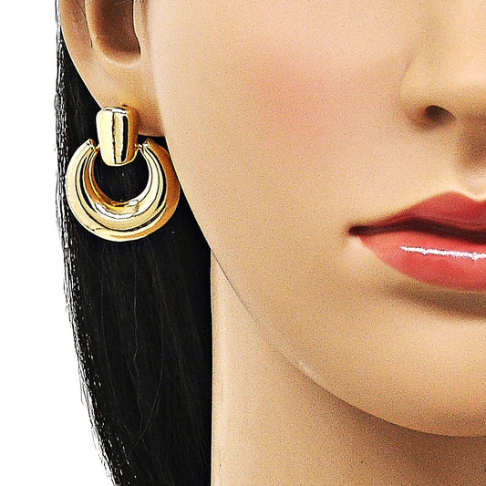 Oro Laminado Stud Earring, Gold Filled Style Polished, Golden Finish