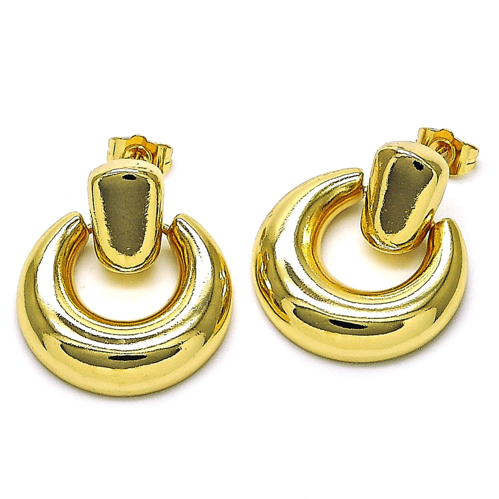 Oro Laminado Stud Earring, Gold Filled Style Polished, Golden Finish