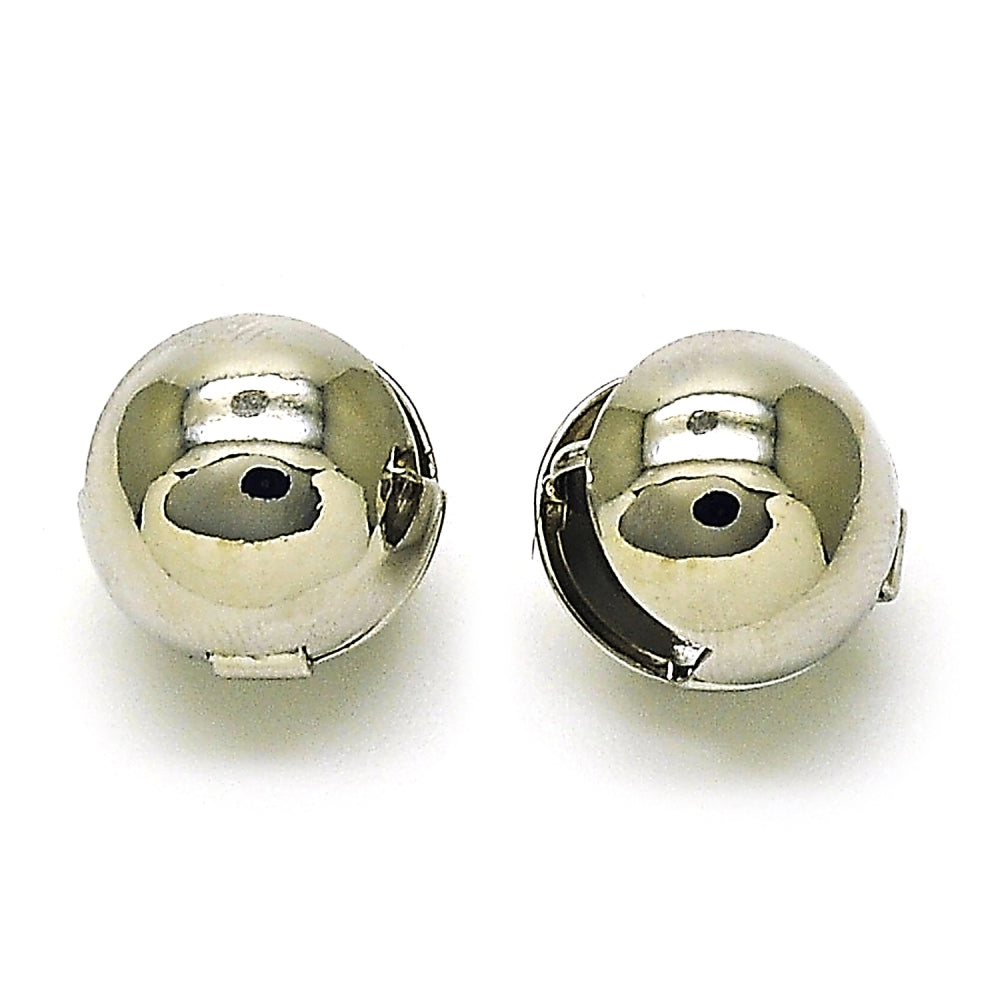 Rhodium Gold Filled Huggie Hoop, Ball and Hollow Design, Polished, Rhodium Finish