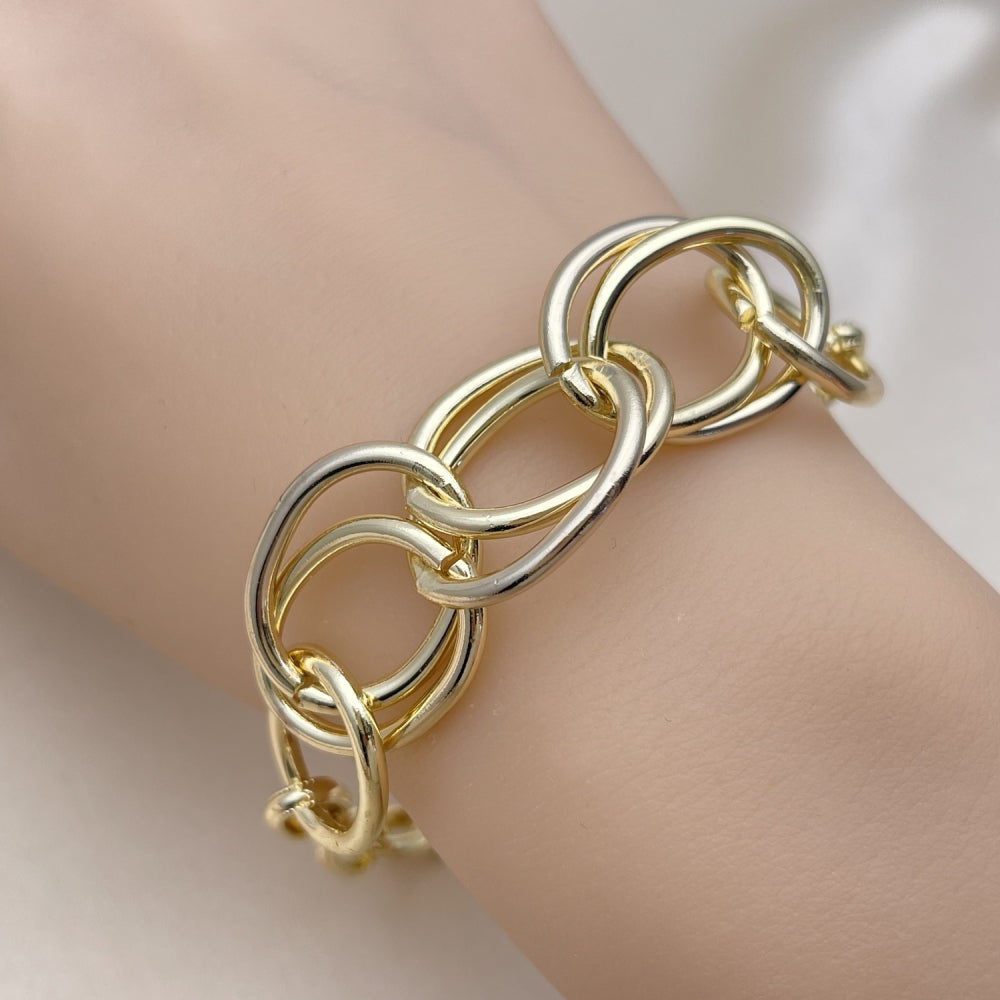 Oro Laminado Fancy Bracelet, Gold Filled Style Rolo Design, Polished, Golden Finish