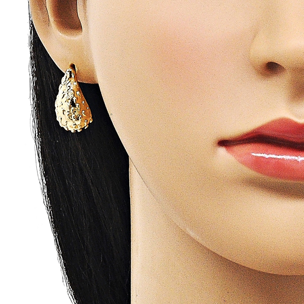 Oro Laminado Stud Earring, Gold Filled Style Teardrop Design, Polished, Golden Finish