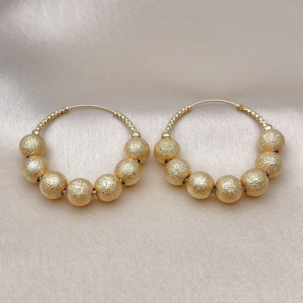 Oro Laminado Medium Hoop, Gold Filled Style Ball and Hollow Design, Matte Finish, Golden Finish