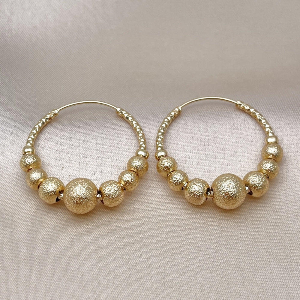 Oro Laminado Medium Hoop, Gold Filled Style Ball and Hollow Design, Matte Finish, Golden Finish