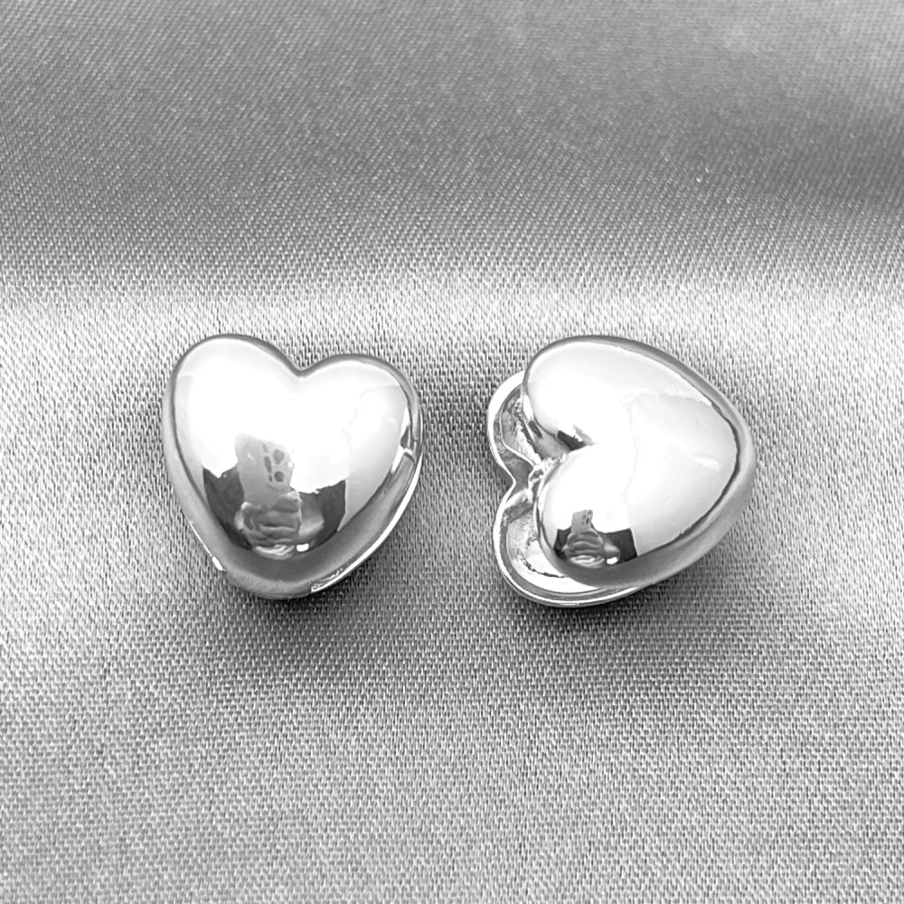 Rhodium Gold Filled Huggie Hoop, Heart Design, Polished, Rhodium Finish