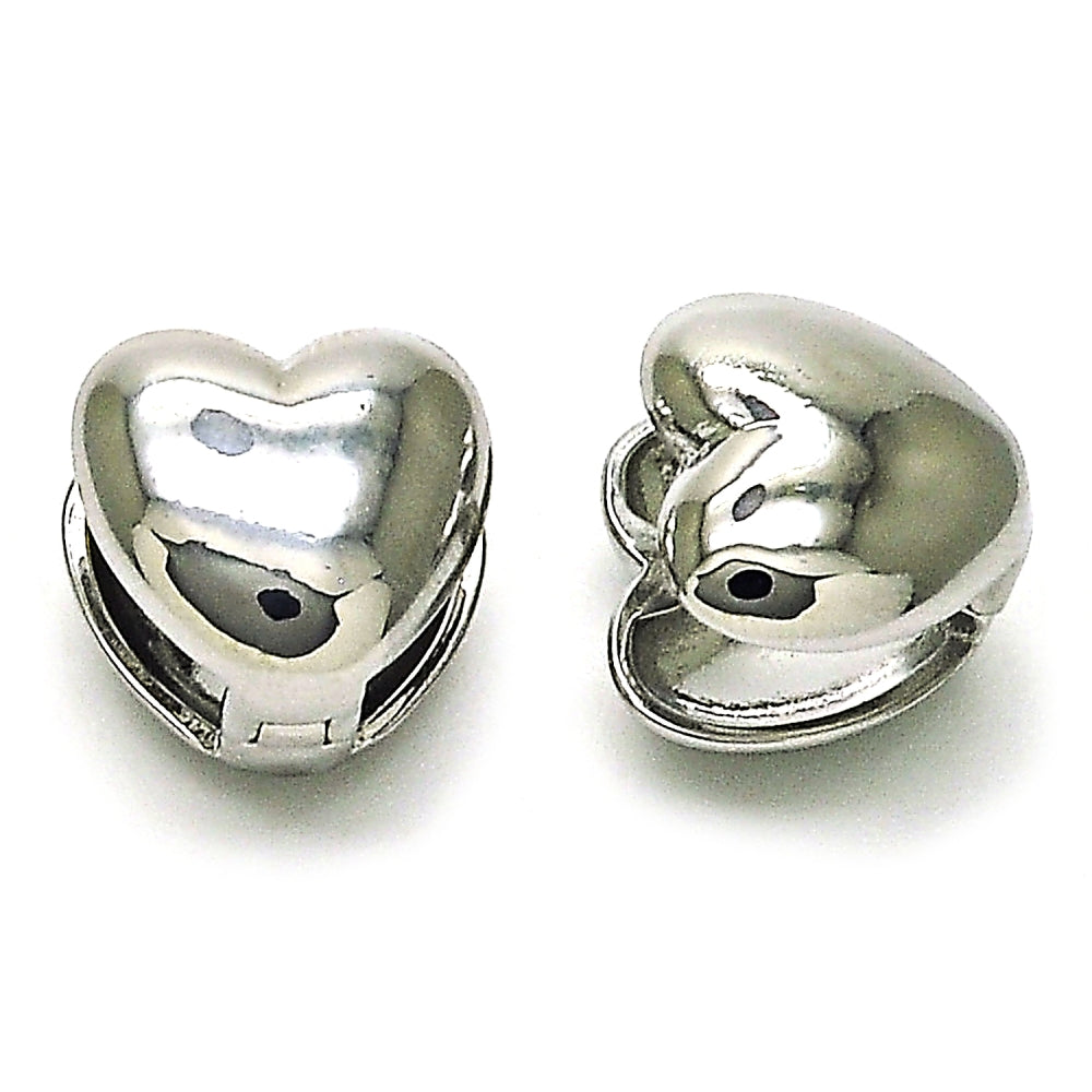 Rhodium Gold Filled Huggie Hoop, Heart Design, Polished, Rhodium Finish