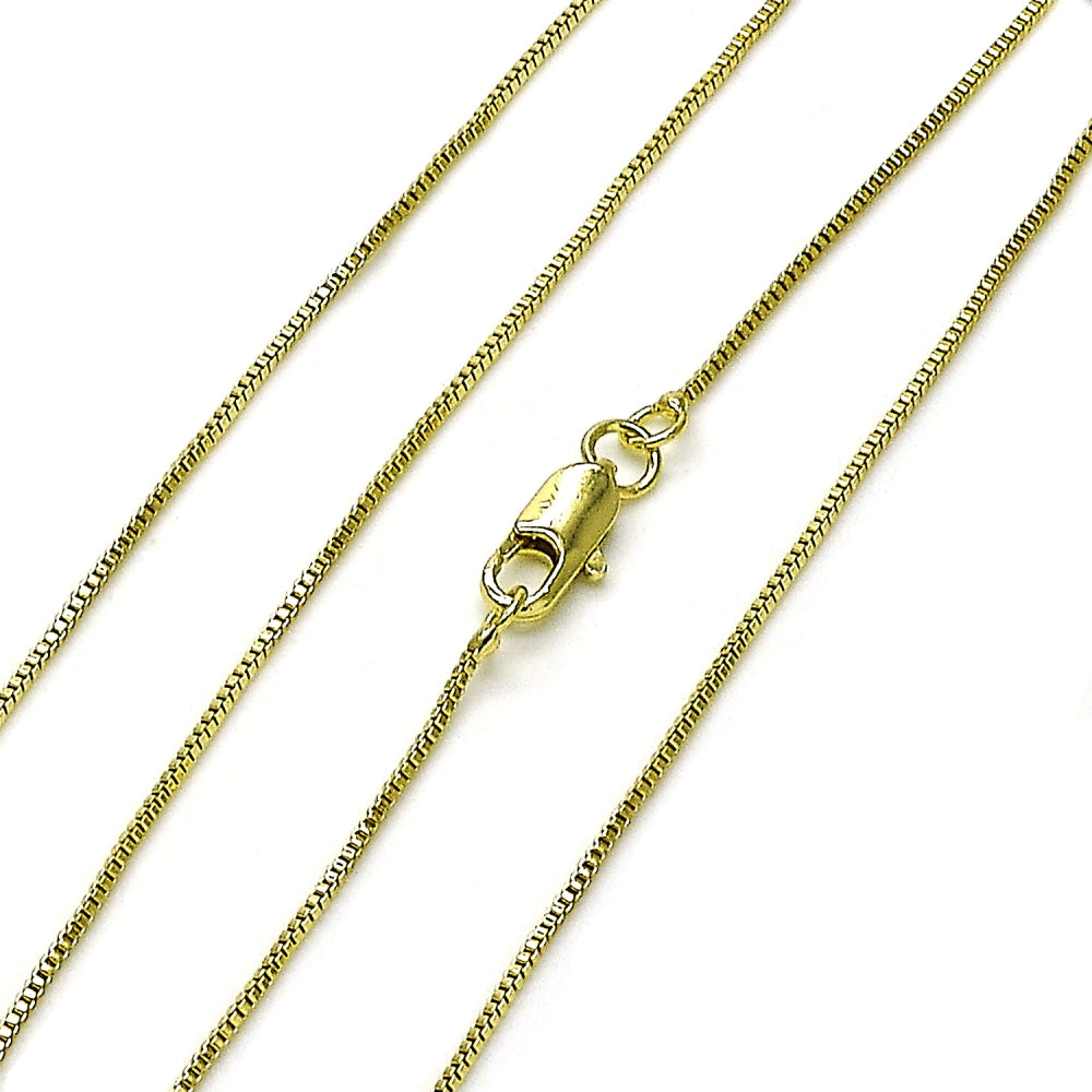 Oro Laminado Basic Necklace, Gold Filled Style Box Design, Polished, Golden Finish