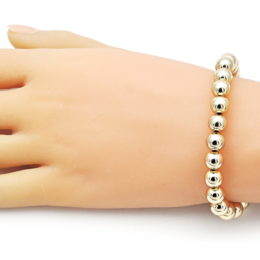 Oro Laminado Fancy Bracelet, Gold Filled Style Ball and Hollow Design, Polished, Golden Finish