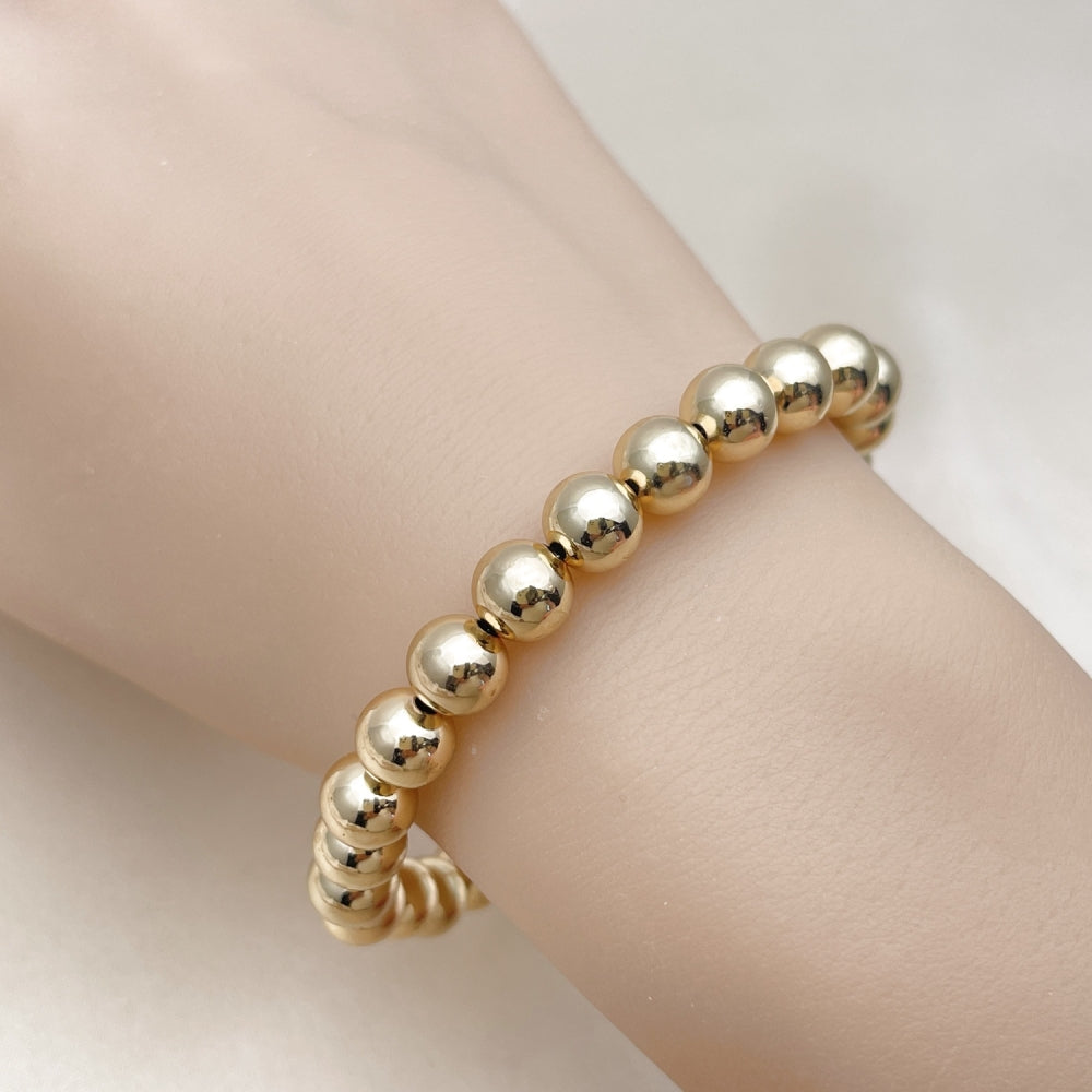 Oro Laminado Fancy Bracelet, Gold Filled Style Ball and Hollow Design, Polished, Golden Finish