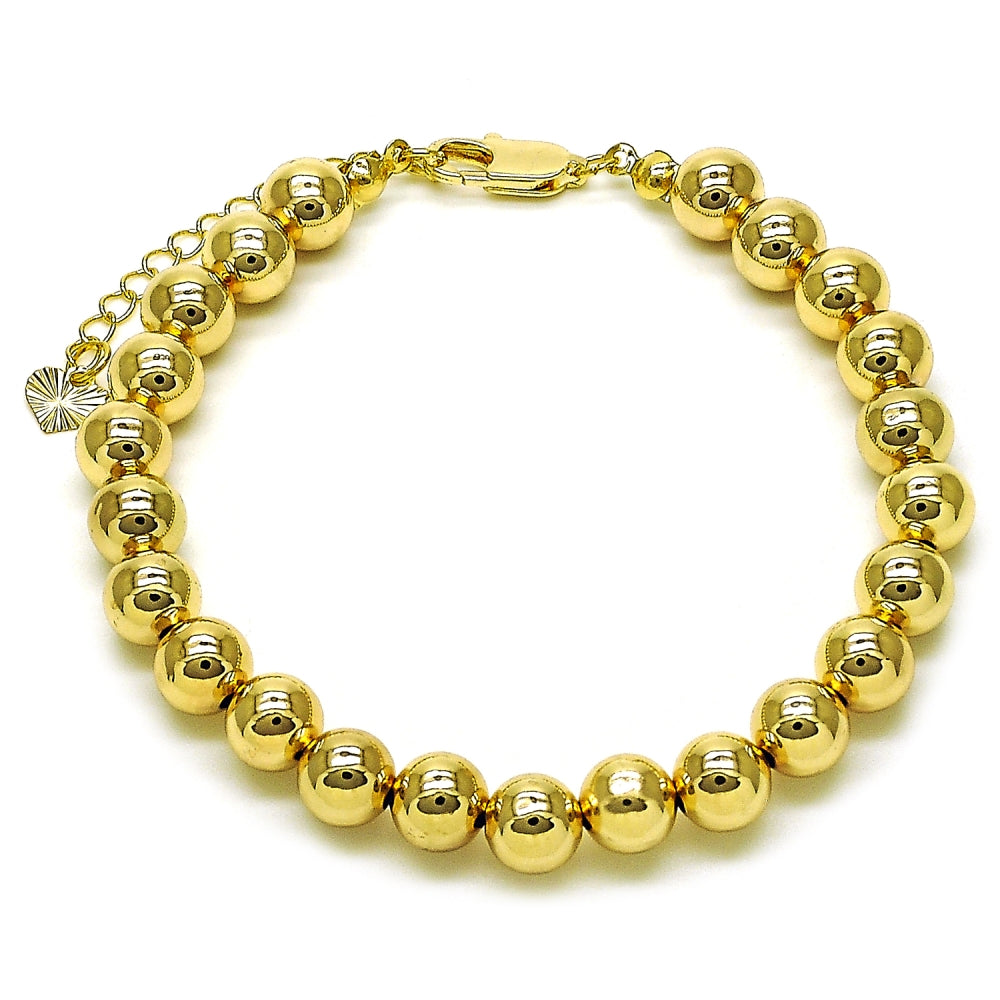 Oro Laminado Fancy Bracelet, Gold Filled Style Ball and Hollow Design, Polished, Golden Finish