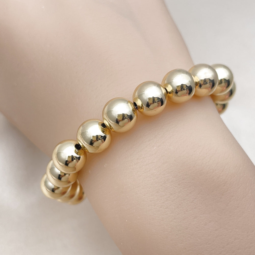 Oro Laminado Fancy Bracelet, Gold Filled Style Ball and Hollow Design, Polished, Golden Finish