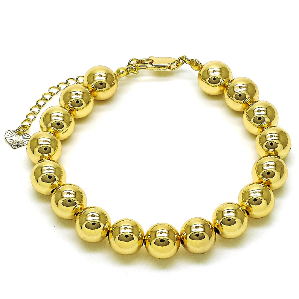 Oro Laminado Fancy Bracelet, Gold Filled Style Ball and Hollow Design, Polished, Golden Finish
