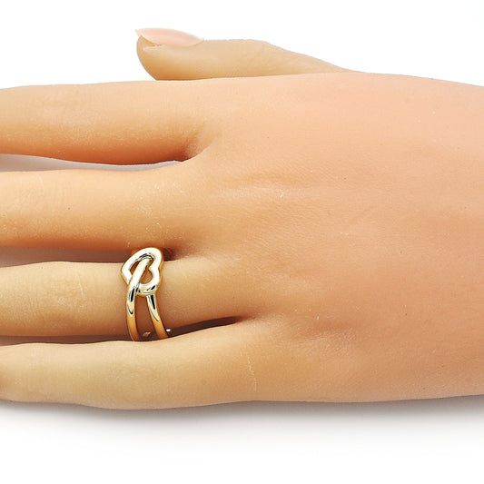 Oro Laminado Elegant Ring, Gold Filled Style Heart and Love Knot Design, Polished, Golden Finish