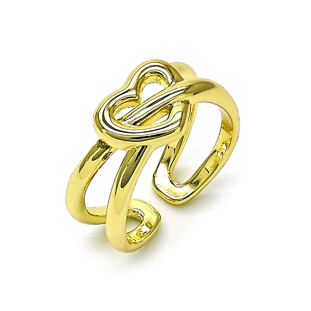 Oro Laminado Elegant Ring, Gold Filled Style Heart and Love Knot Design, Polished, Golden Finish