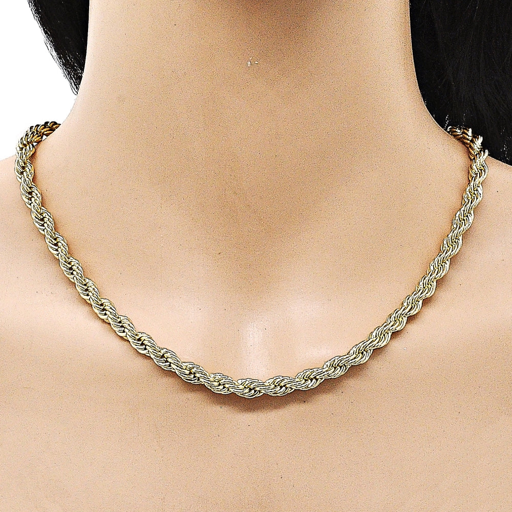 Oro Laminado Basic Necklace, Gold Filled Style Rope Design, Polished, Golden Finish