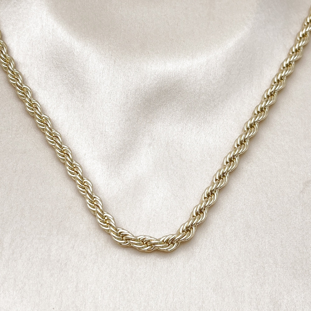 Oro Laminado Basic Necklace, Gold Filled Style Rope Design, Polished, Golden Finish