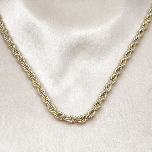 Oro Laminado Basic Necklace, Gold Filled Style Rope Design, Polished, Golden Finish