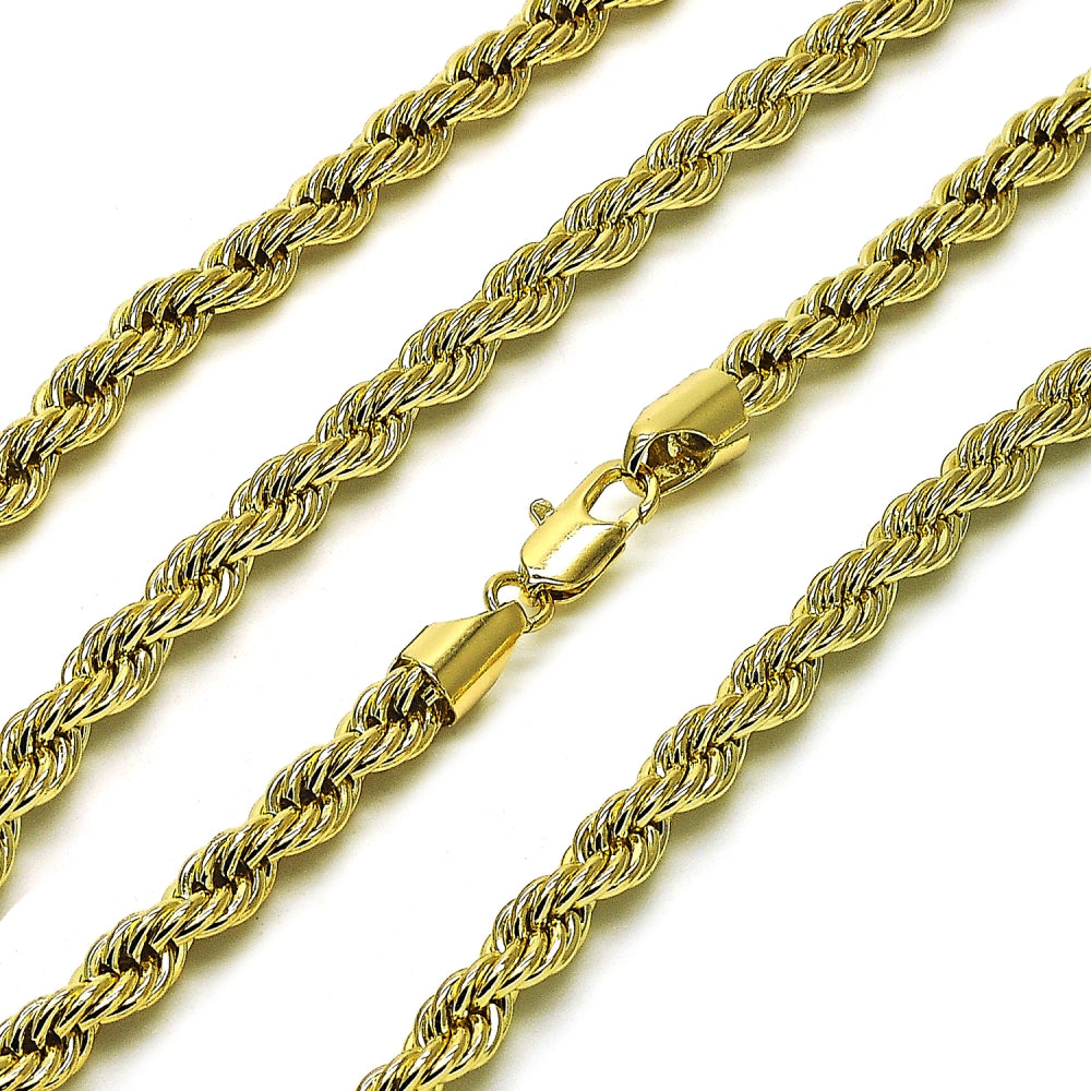 Oro Laminado Basic Necklace, Gold Filled Style Rope Design, Polished, Golden Finish