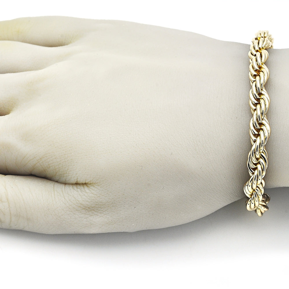 Oro Laminado Basic Bracelet, Gold Filled Style Rope Design, Polished, Golden Finish