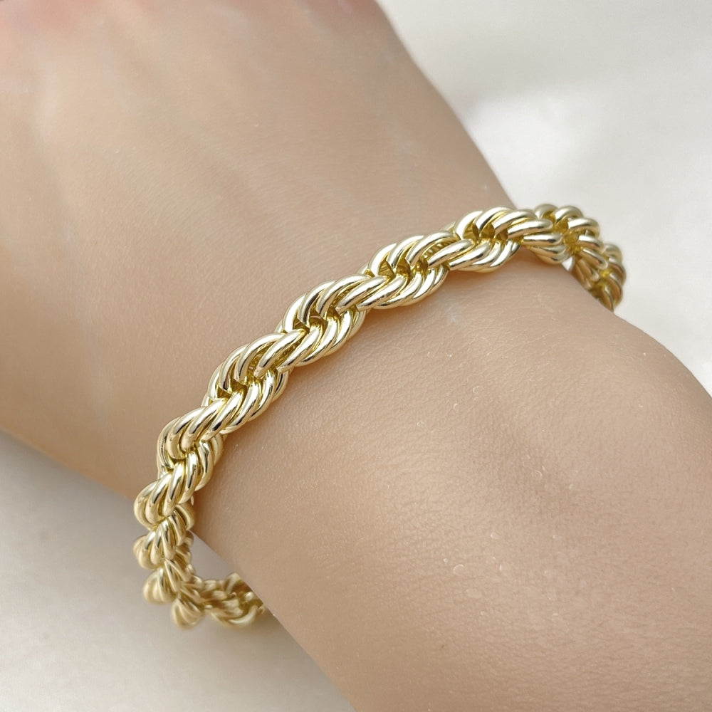 Oro Laminado Basic Bracelet, Gold Filled Style Rope Design, Polished, Golden Finish